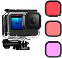 【中古】TELESIN GoPro 用 防水ハウジングケース + 3種類の色 フィルター Hero 12 Hero 11 mini 10 9 用 60m 水深ダ...