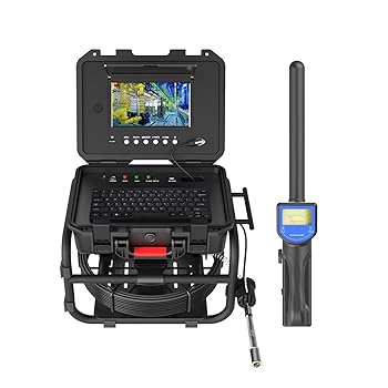 【中古】ロケーターと512Hz送信機付き下水道カメラ、距離カウンター、配管工、住宅所有者、下水道ライン、ダクト排水管、7MMグラスファイバーケーブル用