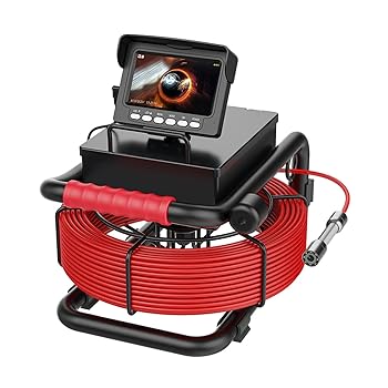 【中古】工業用パイプボアスコープ、4.3インチスクリーンドレインカメラ、17mm 145° HDカメラ、LEDライト8個付き、配管工、住宅所有者用ハンドヘルド下