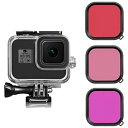 【中古】Go Pro Hero 12 Hero 11 Hero 10 Hero 9 ブラック用防水ケース、3パックのダイビングフィルター付き、69.7 m 水中...