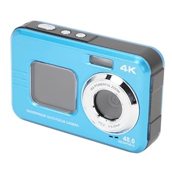 【中古】48MP 4K 水中カメラ、オートフォーカス防水自撮りカメラ、フロント＆バックスクリーン付き 11 フィート防水カメラ、シュノーケ..