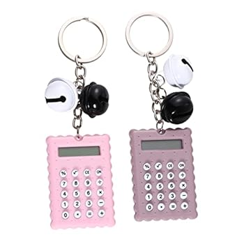 【中古】[PLAFOPE] 2個 ポケット 電卓 キーリング ツール 電子 電卓 キーホルダー ベル かわいい クッキー 電卓 キー チェーン キー チェーン ミニ 電卓