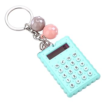 乐天商城 - 【中古】キーチェーン付きミニポータブル電卓、スタイリッシュでクリエイティブなかわいいクッキースタイルのキーチェーン電卓、8桁表示ポケット電卓 (緑