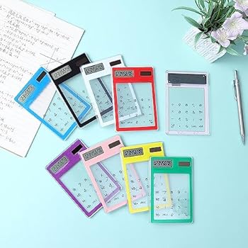 【中古】太陽動力を与えられた電卓、家のための電卓の透明なエネルギー効率の良い LCD (黄色)