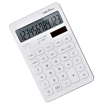【中古】電卓 大画面LCD大型電源ボタン太陽電卓の12ペア デスクトップ電卓 (Color : Wh