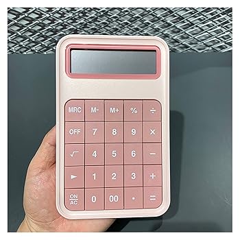 【中古】電子電卓 計算機12桁の標準機能デスク電卓、大鍵、バッテリー、太陽ハイブリッド型多機能 電子計算機 (Color : Pink)