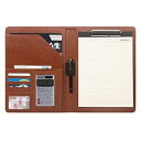 【中古】多機能バインダー A4 クリップボードフォルダー クリップファイル電卓付き 二つ折り 書類契約フォルダー 高級 ビジネスバッグ 事務用品 入職プレ