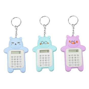 【中古】GRIRIW 3個 算術電卓 バッグ キーホルダーペンダント クリスマスパーティー オフィス Lcd アニ..