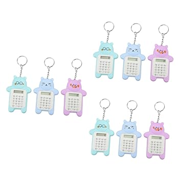 【中古】WATIIFUFU 9個 算術電卓 ミニ電卓キーホルダー ナース電卓 車のキーホルダー 子電卓 子供用キーホルダー 金融電卓 mini バッグペンダント くま型