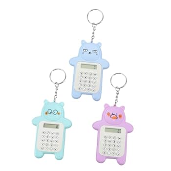 【中古】BELLIFFY 3個 算術電卓 mini ミニ電卓ポケットサイズ ポケット電卓キーホルダー 子供用の電卓 オフィス電卓 小さなハンドヘルド電卓 くま型電卓