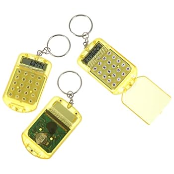 【中古】HOMOCONO 3個 キーホルダー電卓 keychain key chain ミニチュアポケット電卓 電卓チャームジュエリー 薄い電卓 携帯電卓キーホルダー 8桁ミニ電