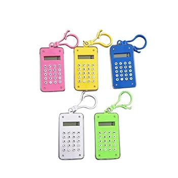【中古】WATIIFUFU 5個 クリエイティブキャンディーカラーレコナー 小さな電卓 電卓ペンダント 電卓キーチェーン ミニポケット電卓 幼児電卓 単純なポー