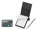 【中古】ブドウ NQ30太軸金属ストレートノックボールペンセット T23DLS022PBNQ30BV 再生牛革ミニノートカバー黒 ミニ電卓付