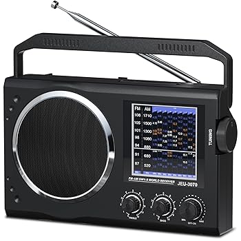 【中古】JEUJUG ポータブルAM FMラジオ 9バンド短波ラジオ 40インチエクストラロングアンテナ付き 最高の受信 調節可能な高音&低音ラジオ 3D電池またはAC