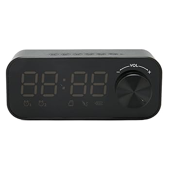 【中古】スピーカー目覚まし時計、リビングルーム用のミニマルチプレイモードミラーデジタル目覚まし時計ラジオ (黒)