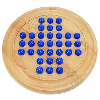 【中古】We Gamesソリッド木製ソリティア、ブルーガラスビー玉