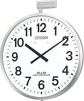 【中古】リズム(RHYTHM) 掛け時計 電波時計 オフィス 大型 屋外用 ステンレス枠 シルバー Φ50x6cm オフ..