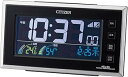 【中古】リズム(RHYTHM) シチズン 目覚まし時計 電波時計 デジタル カラー 液晶 温度 湿度 カレンダー 表示 AC電源 24時間 LED 点灯 黒 CITIZEN パルデジ