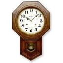 【中古】さんてる 日本製 八角渦ボン振り子時計(アラビア文字) QL688-A アンティークブラウン