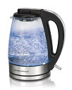 【中古】Hamilton Beach 1.7L ガラス電気ケトル お茶と水用 コードレス LEDインジケーター 自動シャットオフ 沸騰防止 つや消し金属 (40...