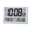 【中古】セイコークロック(Seiko Clock) セイコー クロック 掛け時計 置き時計 兼用 電波 デジタル カレンダー 六曜 温度 湿度 表示 大型 銀色 メタリッ
