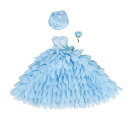 【中古】【ノーブランド品】ドール用 人形用 ドレス レース 帽子と花付 全3色 アクセサリー (ブルー)