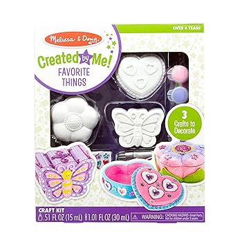 【中古】Melissa & Doug decorate-your-own Favorite Thingsクラフトキットセット:花とハートTreasureボックスとバタフライ銀行