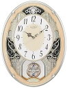 【中古】リズム(RHYTHM) 掛け時計 電波時計 アナログ 30曲 メロディ 振り子 木 茶 スモールワールドクラッセ 4MN538RH23