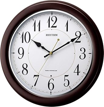 【中古】リズム(RHYTHM) 掛け時計 電波 アナログ フィットウェーブコート 連続秒針 木 茶 (光沢仕上げ) RHYTHM 8MYA25SR06