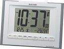 【中古】リズム(RHYTHM) 掛け時計 目覚まし時計 電波 デジタル 置き掛け兼用 温度 湿度 カレンダー フィットウェーブD168 グレー 12.5x17.0x2.8cm 8RZ168