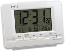 【中古】セイコークロック(Seiko Clock) セイコー クロック 目覚まし時計 電波 デジタル カレンダー 温度 表示 PYXIS ピクシス 白 パール ...