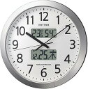 【中古】リズム(RHYTHM) 掛け時計 電波時計 オフィス 36回チャイム機能 温度 湿度 カレンダー 時報機能 静音 シルバー Φ43x6.6cm オフィス用品 工場 事