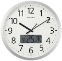 【中古】リズム(RHYTHM) 掛け時計 電波時計 オフィス 24回チャイム機能 時報機能 カレンダー シルバー Φ35.0×5.5cm オフィス用品 事務所 シチズン CITI