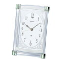 【中古】SEIKO CLOCK (セイコークロック) 置き時計 電波 アナログ 薄緑 BZ360M ホワイト