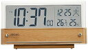 【中古】セイコークロック(Seiko Clock) 置き時計 目覚まし時計 電波 デジタル カレンダー 温度湿度表示 シースルー液晶 薄茶木目模様 本体サイズ:...
