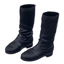 【中古】【ノーブランド 品】1/6スケール フラット ロング ブーツ 靴 黒 12インチ 女性 アクセサリー 贈り物