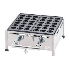 【中古】関西式たこ焼器(18穴) 2枚掛 LPガス/62-6541-40