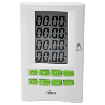 【中古】LINKSY(リンクシー) 1台で4つの時間(4マルチ)が同時にはかれるデジタルタイマー アラームクロック付 カウントアップ カウントダウン ホワイト LT