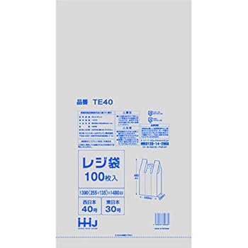 【中古】【まとめ買い】レジ袋 東日本30号/西日本40号 白 100枚×10冊×4箱(4000枚) TE40
