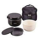 【中古】どんぶり型保温弁当箱/ランチジャー 【540ml 特盛】 バッグ付き 後乗せ構造 『ほかどん』 ブラック(黒) ds-1875897