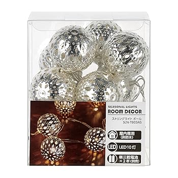 【中古】ELPA ストリングライト LED イルミネーションライト 室内用 ボールシルバー SLN-TB03AS