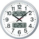 【中古】セイコークロック(Seiko Clock) 掛け時計 オフィスタイプ 電波 アナログ 大型 カレンダー 温度 湿度 表示 銀色 メタリック KX237S