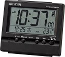 【中古】リズム(RHYTHM) 目覚まし時計 電波時計 アラーム 温度 湿度 カレンダー 黒 9.1×10.5×5.2cm 8RZ201SR02