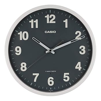 【中古】CASIO(カシオ) 掛け時計 電波 グレー 直径30.5cm アナログ 夜間秒針停止 IQ-1012J-8JF