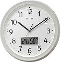 【中古】リズム(RHYTHM) 掛け時計 電波時計 アナログ デジタル 連続秒針 温度 湿度 カレンダー 白 Φ32.5x5cm 8FYA02SR03