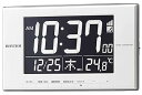 【中古】リズム(RHYTHM) 目覚まし時計 電波時計 温度計 カレンダー LED ライト式 白 12x19.4x2.1cm 8RZ209SR03