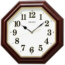 【中古】セイコークロック 掛け時計 電波 アナログ 八角型 木枠 濃茶木地 光沢 直径34.4×34.4×4.8cm KX251B