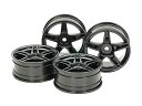 【中古】タミヤ(TAMIYA) ホップアップオプションズ No.1853 OP.1853 5本ツインスポークホイール4本 ブラック 24mm幅・オフセット+2 ...