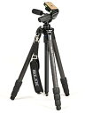 【中古】SLIK カーボン三脚 カーボンマスター 834 4段 ナットロック式 28mmパイプ径 高精度3ウェイ雲台 ショルダーストラップ付属 109243