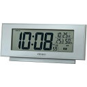 【中古】セイコークロック(Seiko Clock) 置き時計 銀色メタリック 本体サイズ: 7.7×17.4×3.8cm 目覚まし時計 電波 デジタル 温度 湿...